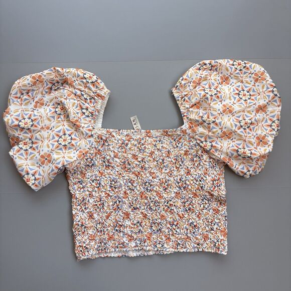 Dolan Off The Shoulder Textured Balloon Sleeve Top Women XL Cottagecore Floral - Picture 5 of 11